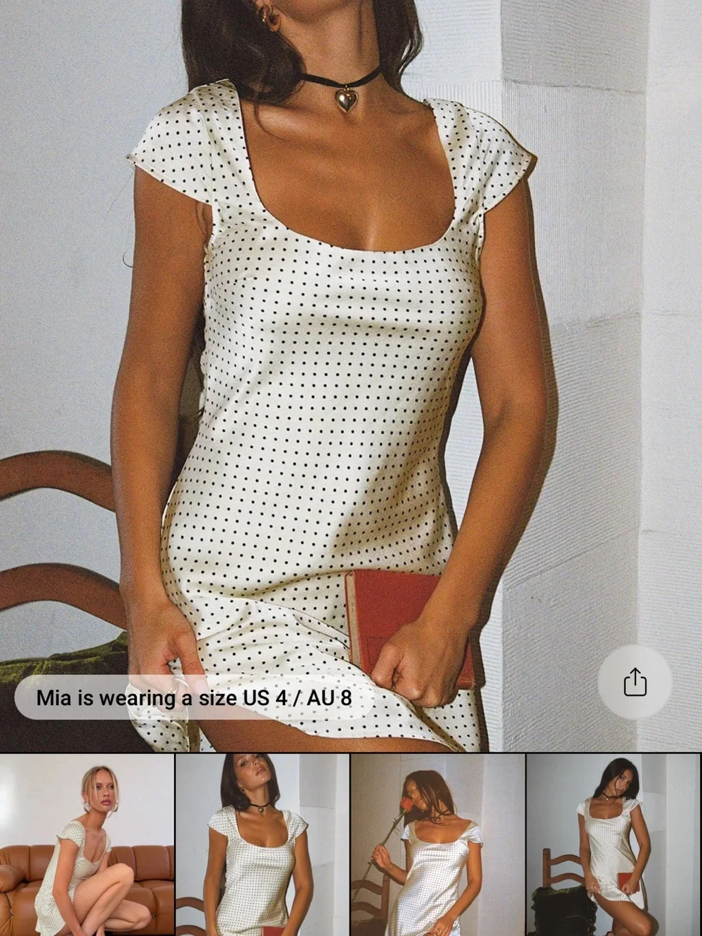 Princess Polly White Satin Polka Dot Slip Dress - Picture 2 of 6